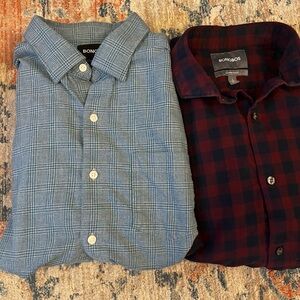 Bonobos Men's Blue and Dark Red Plaid Shirts
